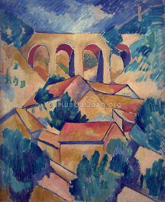 Viaduct at L'Estaque - 乔治·勃拉克